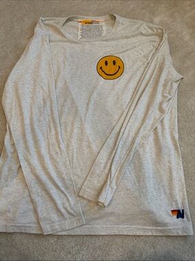 Aviator Nation white smiley logo long sleeve tee size XXL
